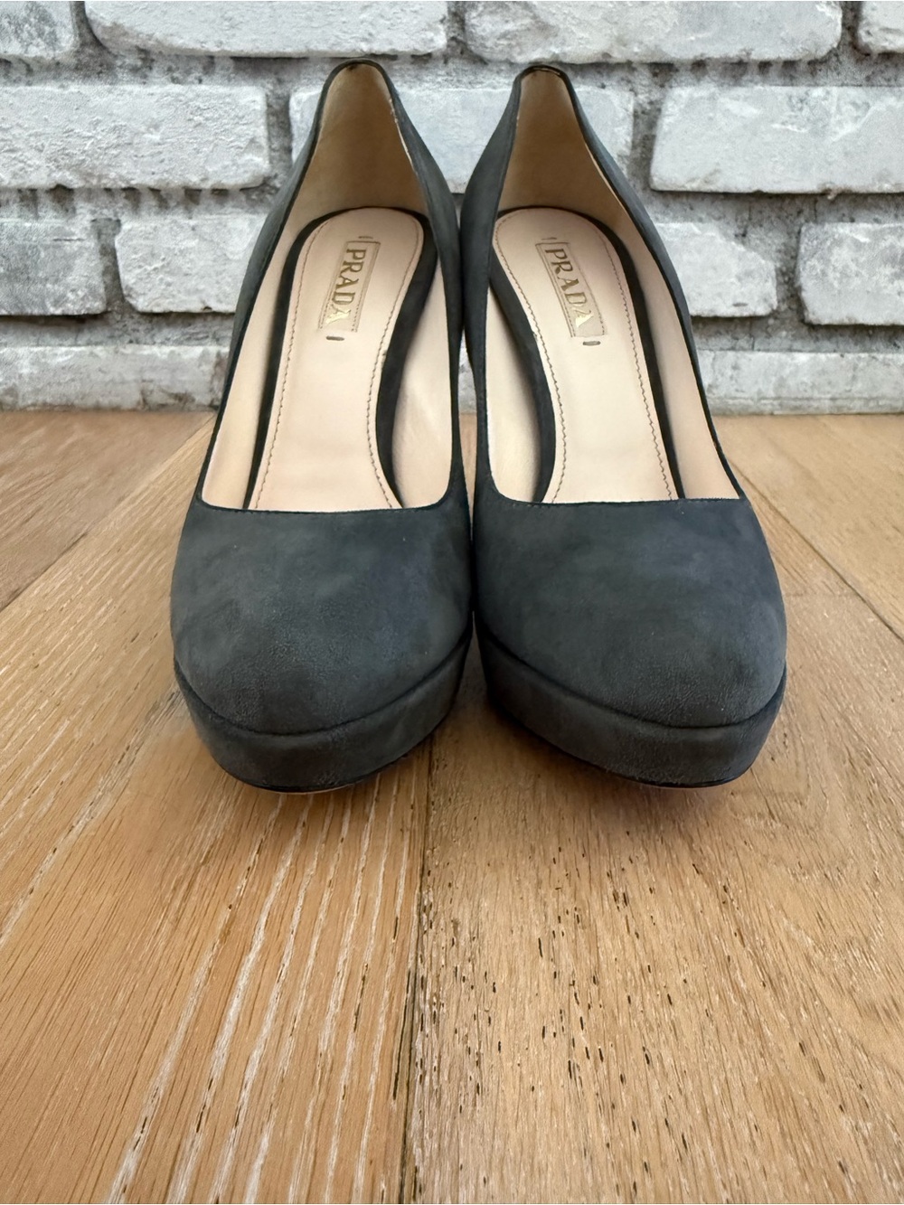 Prada Dark Gray Suede Stiletto Pumps NWOT - Picture 3 of 10